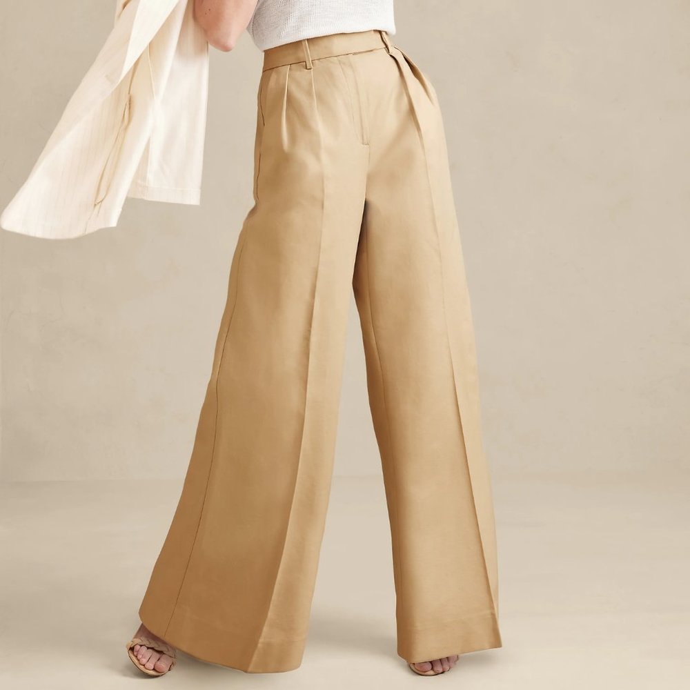 STILL AVAILABLE NWT! Banana Republic Maverick Tan Cruise Wide Leg Pants - Picture 4 of 9